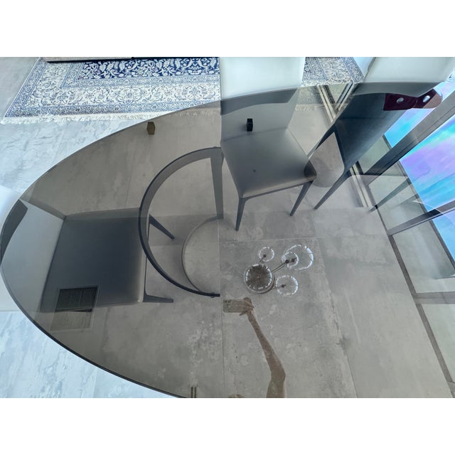 Artefacto Brand Modern Glass Table With Steel Base in Bronze Finish For Sale - Image 4 of 14