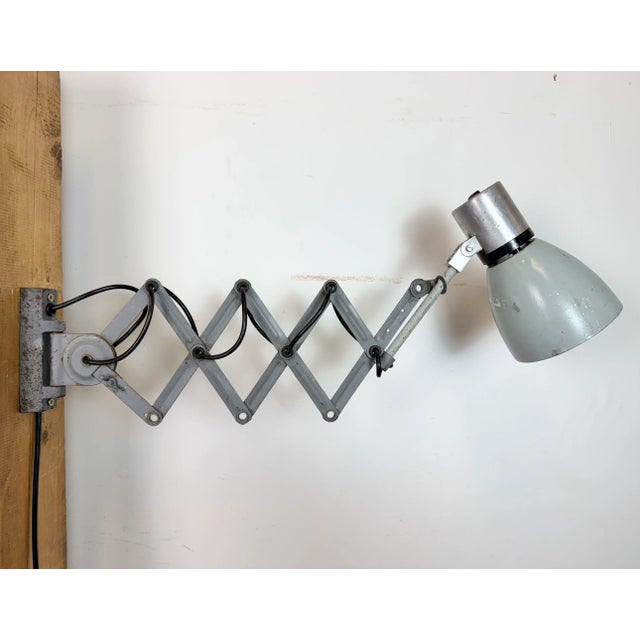 Industrial Grey Scissor Wall Lamp, 1960s For Sale - Image 13 of 18