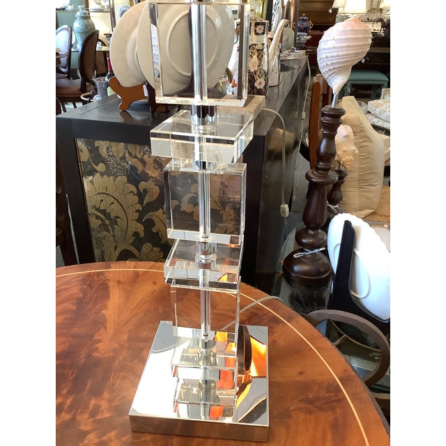 Mid Century Modern Style Crystal Lamps - a Pair For Sale - Image 4 of 4