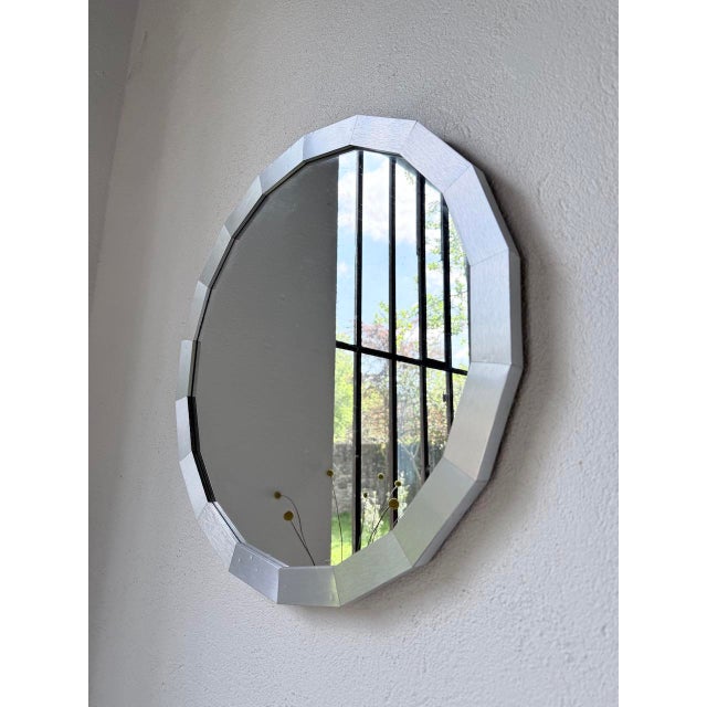 Hexagonal Brushed Metal Mirror, 1970s For Sale - Image 9 of 18