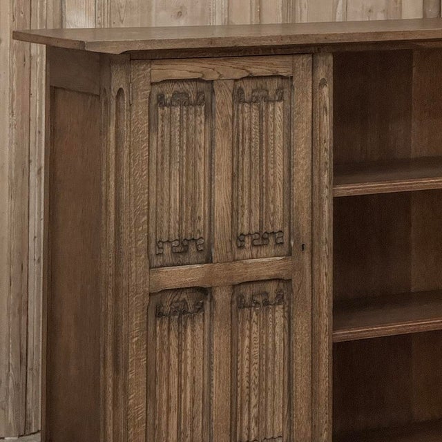 Mid 20th Century Vintage Dutch Gothic Revival Oak Barrister's Bookcase For Sale - Image 5 of 18