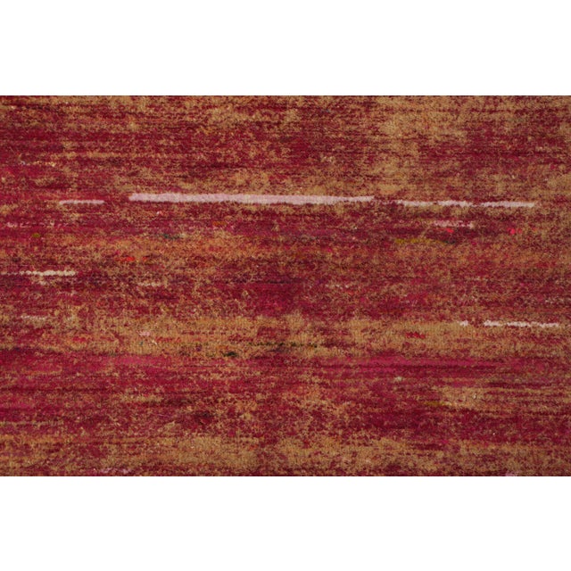 Contemporary Rug & Kilim's Contemporary Textural Rug in Pink, Red and Gold Striae For Sale - Image 3 of 5