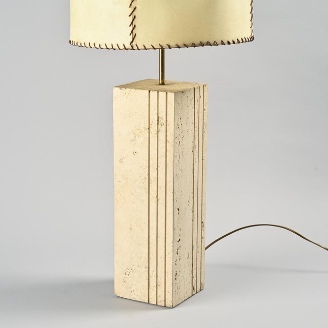 1970s Travertine and Parchment Lamp, Italy, 1970s For Sale - Image 5 of 11