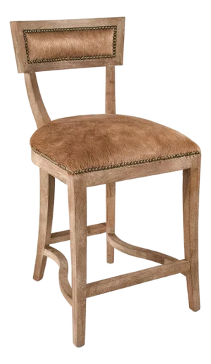 Carvell Bar Stool - Brown Cowhide / Oak Frame