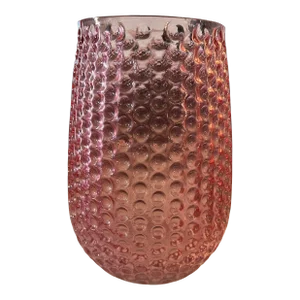 Vintage Pink Bubble Glass Vase