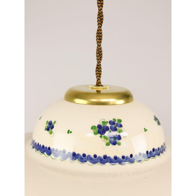 Vintage Hand-Made Ceramic and Brass Pendant Lamp For Sale - Image 5 of 18