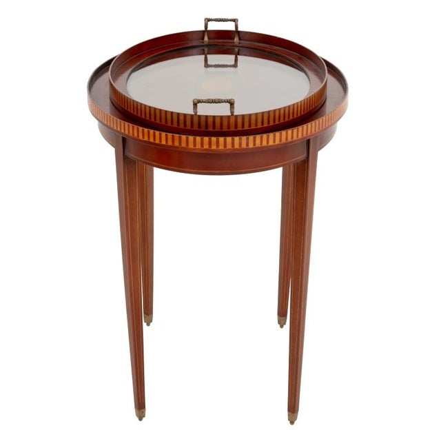 Sheraton Sheraton Style Parquetry Mahogany Oval Tray Table For Sale - Image 4 of 7