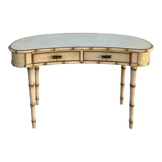 Regency Style Faux Bamboo Writing Deak / Console Table by Chelsea House For Sale