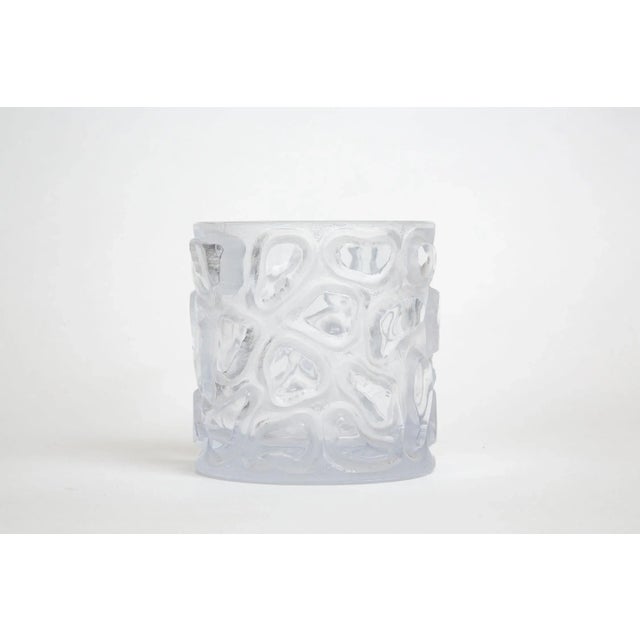 1970s Vintage Peill & Putzler Frosted Incised Textural Circle Shapes Sculptural Ice Bucket or Vessel For Sale - Image 5 of 9