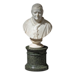 Roman Artist, Marble Bust of Pope Pius IX, Marble on a Serpentine Base, 1840s For Sale