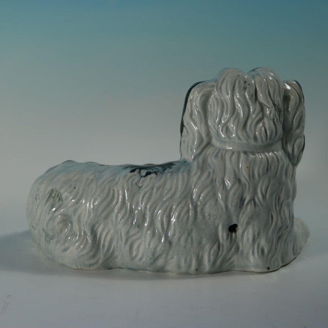Rare Staffordshire Pottery Recumbent Spaniel For Sale - Image 4 of 10