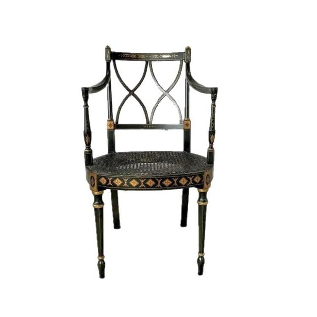 Wood Regency Style Painted Armchairs, a Pair For Sale - Image 7 of 16