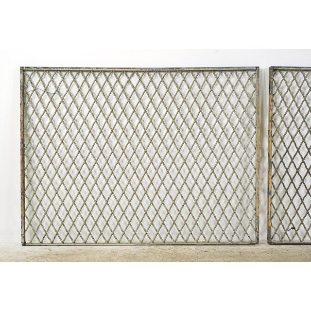 Pair of Reclaimed Industrial Steel Mesh Security Panels 41.5 X 31 In. For Sale - Image 4 of 10