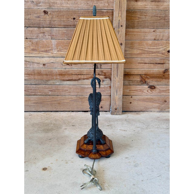 Japanese Late 20th Century Theodore Alexander Meiji Style Crane & Turtle Table Lamp For Sale - Image 3 of 12