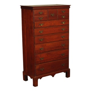 Antique American Chippendale Period Cherry Tall Chest Of Drawers For Sale