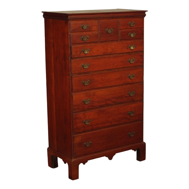 Antique American Chippendale Period Cherry Tall Chest Of Drawers For Sale