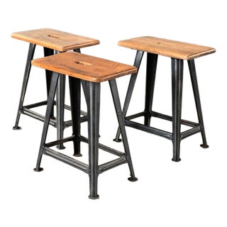 Industrial Factory Stools from Rowac, 1920s, Set of 3 For Sale