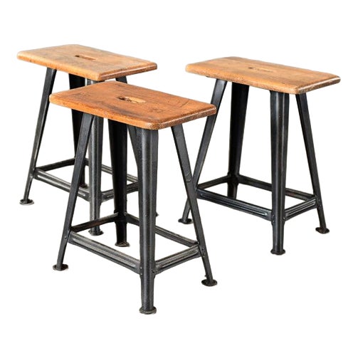 Industrial Factory Stools from Rowac, 1920s, Set of 3 For Sale