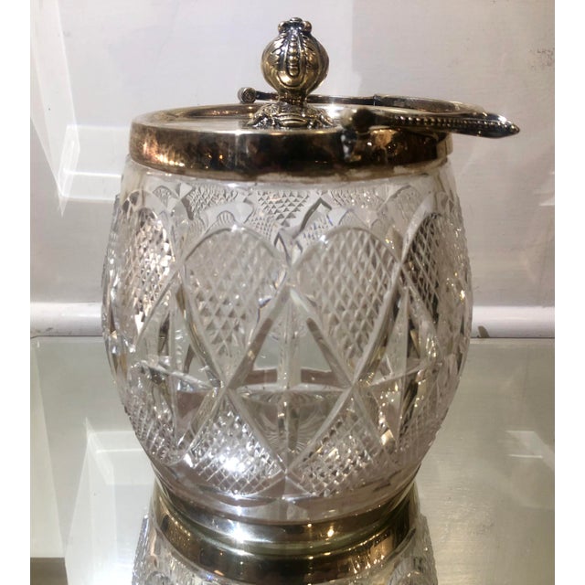 Antique Cut Crystal & Silver Plate English Biscuit Jar Chairish