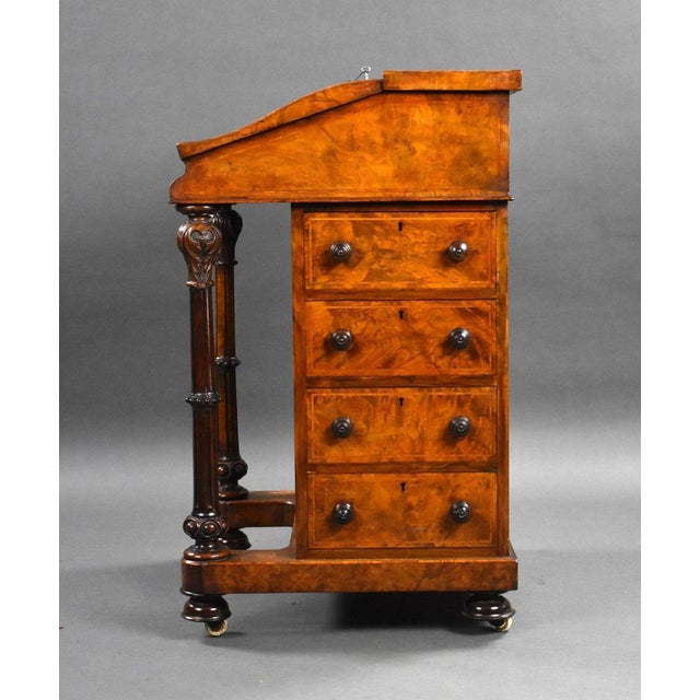 Mid 19th Century Victorian Burr Walnut Davenport, 1860s For Sale - Image 5 of 16
