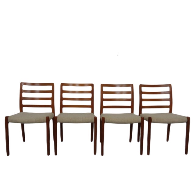 Danish Teak & Wool 85 Dining Chairs by Niels Otto Møller for J.L. Møllers, 1960s, Set of 4 For Sale