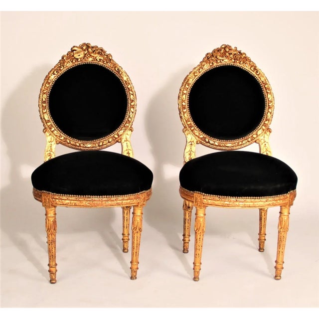 Pair of 19th Century French Giltwood Velvet Side Chairs