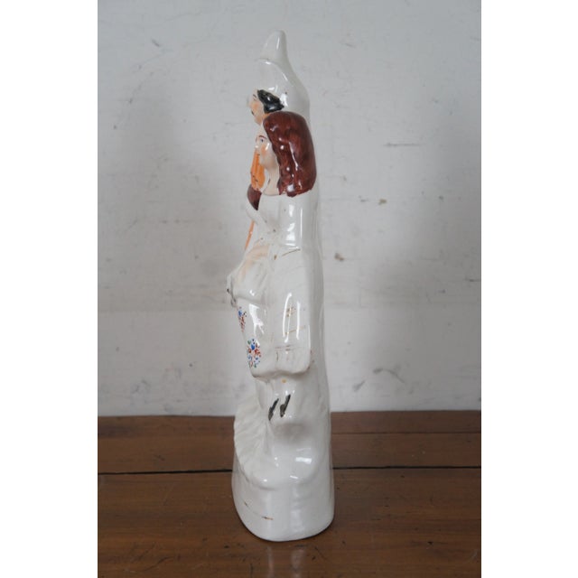Late 19th Century Antique Late 19th Century Staffordshire Porcelain Figurine Faux Clock Scottish Couple For Sale - Image 5 of 13