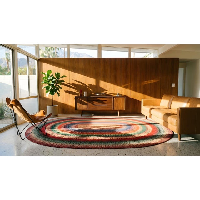 1930s Multicolor Folk Art Antique Oval American Braided Rug 6'10" X 9'2" Cotton Carpet For Sale - Image 18 of 18