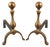 Italian Iron and Brass Fireplace Andirons, 20th Century, Set of 2 For Sale
