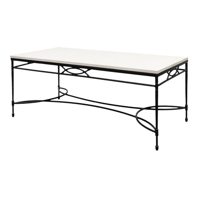 Black Stainless Steel Amalfi Stone Top Coffee Table - Outdoor / Indoor For Sale