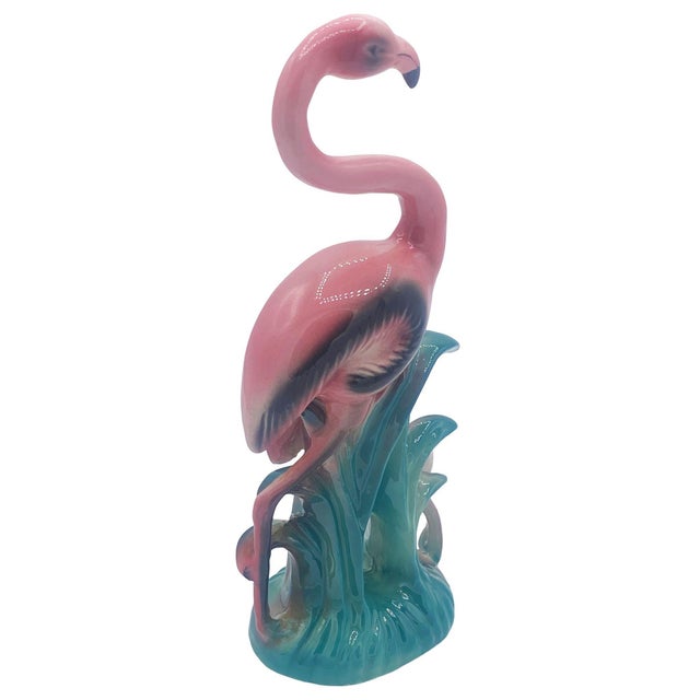 Mid-Century Modern Mid 20th Century Mother & Daughter Pink Flamingo Ceramic Tabletop Statue by Leftons For Sale - Image 3 of 7