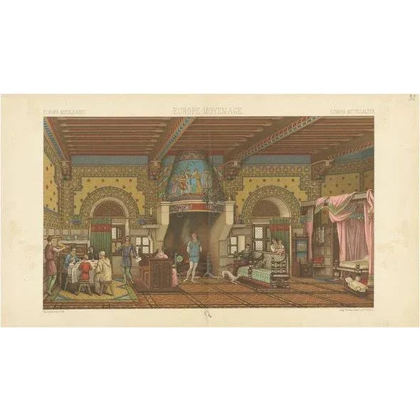 M.A. Racinet, European Middle Ages Living Room, 1880, Chromolithograph on Paper For Sale - Image 5 of 5