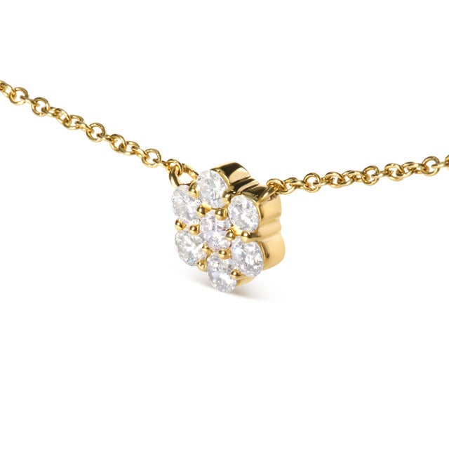 Contemporary 14K Yellow Gold 2.00 Cttw Diamond Cluster 18" Station Necklace (I-J Color, I1-I2 Clarity) For Sale - Image 3 of 7