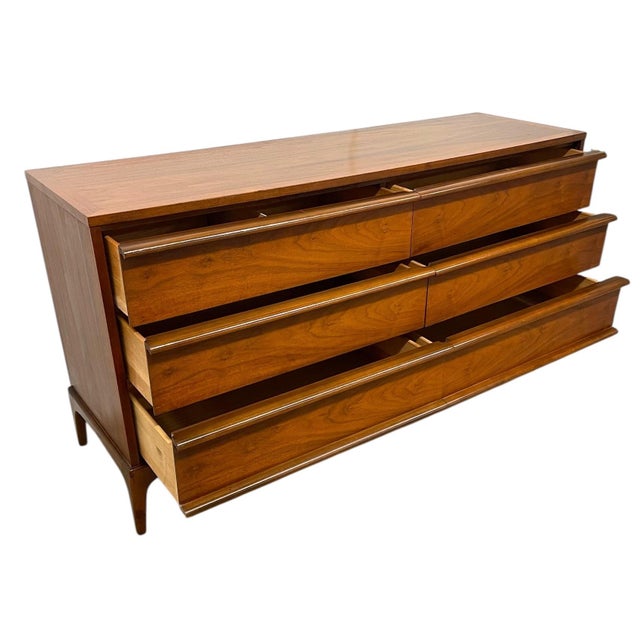 Vintage Mid Century Modern Solid Walnut Credenza Dovetail Drawers. For Sale - Image 10 of 11