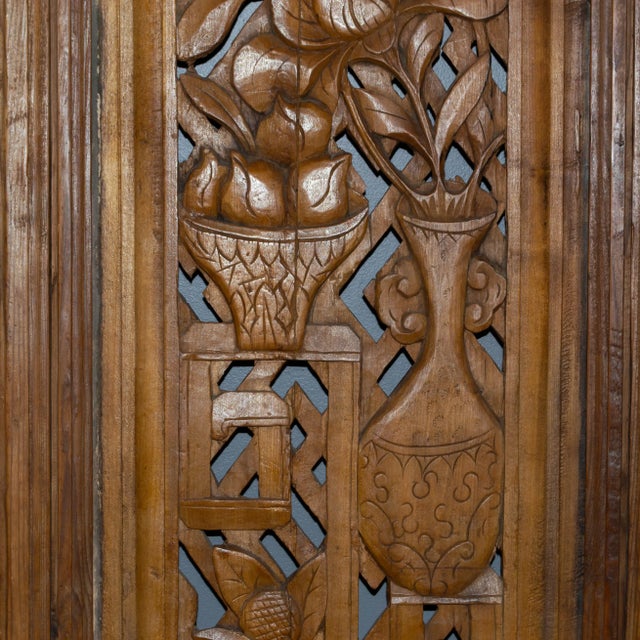Mid 20th Century Vintage Chinese Hand Carved Door Panel For Sale - Image 5 of 7