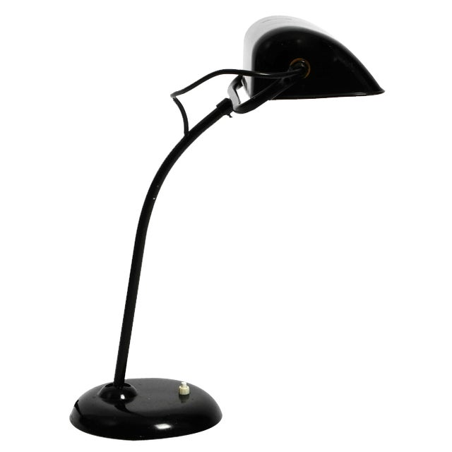 Industrial Metal Table Lamp Model 6581 in Black from Kaiser Idell / Kaiser Leuchten, 1940s For Sale