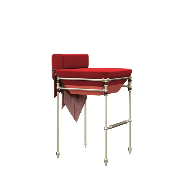Elevated elegance meets celestial charm in the Seraphine Bar Chair. With its plush velvet seat, lacquered details, and...