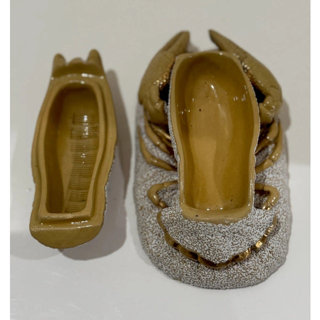 Vintage Italian Majolica Crab Lidded Ceramic Box Textured Glaze Marked For Sale In Atlanta - Image 6 of 7