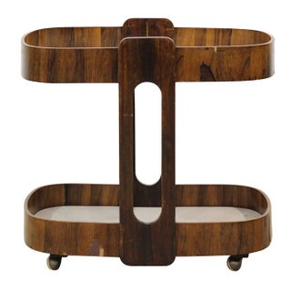 Modern Two Tiered Wood Bar Cart For Sale