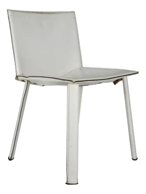 White Leather Ribot Dining Chair from Poltrona Frau, Italy, 1980s