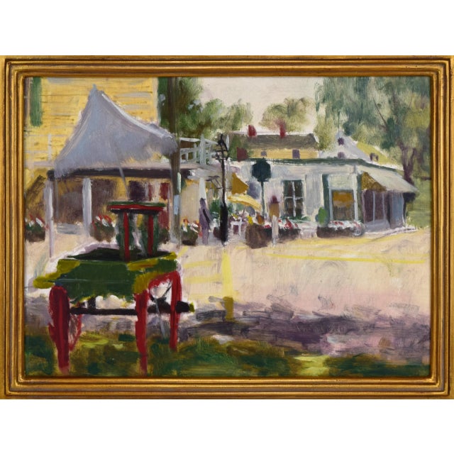 Impressionist Vintage American Impressionist Landscape/Cityscape Painting of a Downtown by Harry Barton For Sale - Image 3 of 7