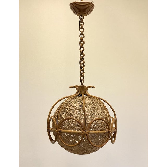 Bamboo and Rope Ceiling Light, 1970s For Sale - Image 12 of 18