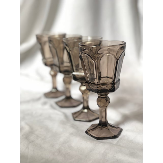 1980s Vintage Fostoria Virginia Smoke Brown Goblets Set of 4 Chairish