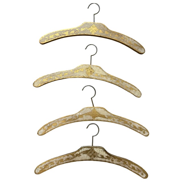 1960s Vintage Italian Florentine Gilt Wood Clothing Hangers - Set of 8 For Sale - Image 4 of 4