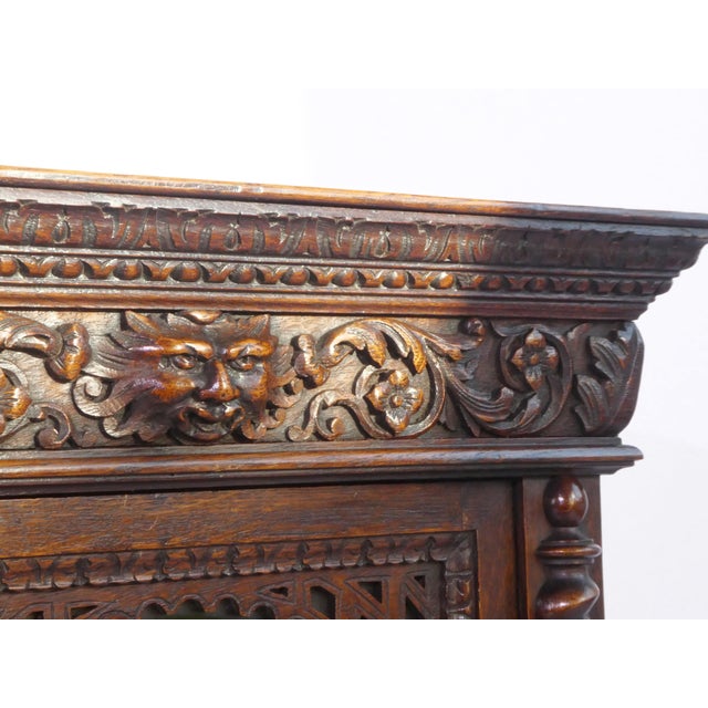 1920s Antique Victorian Hand-Carved Wooden Display Cabinet, 1920s For Sale - Image 5 of 14