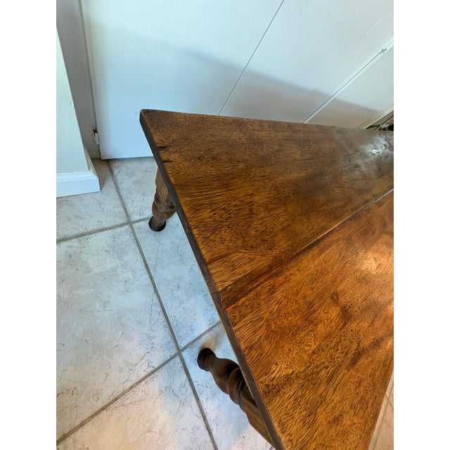 Vintage Solid Wood Xtra Long Coffee Table / Low Bench With Turned Legs in the Manner of Ralph Lauren For Sale - Image 13 of 18