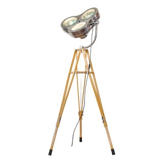 Hospital Surgical Spotlight Floor Lamp on Army Crutch Tripod from Heraeus Hanaulux London, 1990s For Sale
