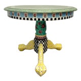 Vintage Folk Art Hand-Painted Accent Table in the Style of Mackenzie-Childs For Sale