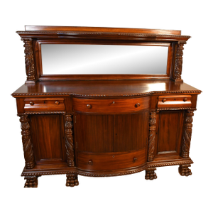 1890s Antique Empire Carved Mahogany Sideboard / Buffet