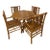 Vintage Bamboo Rattan Reed Dining Game Table & 4 Dining Arm Chairs For Sale